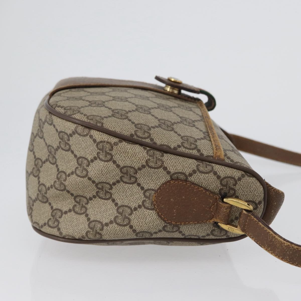 GUCCI GG Supreme Web Sherry Line Bag PVC Beige Gold 56 02 032 Auth bs33419