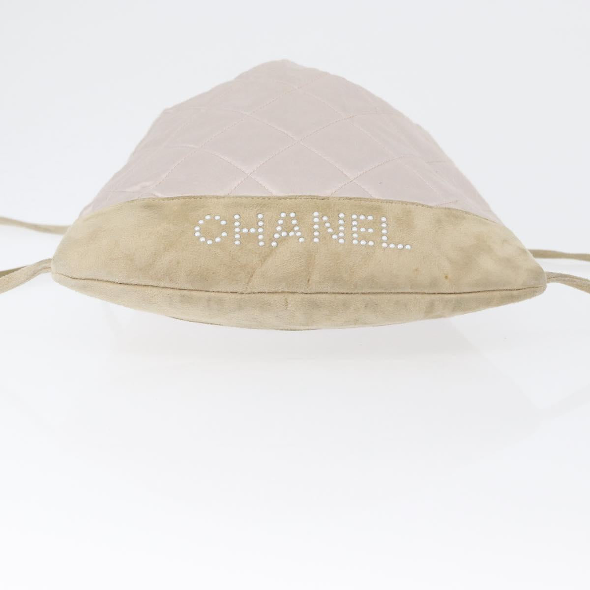 CHANEL Backpack Satin White Silver CC Auth bs33422