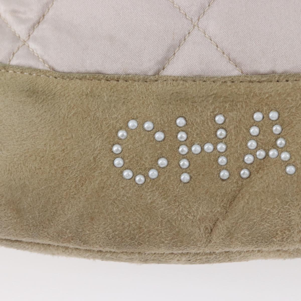 CHANEL Backpack Satin White Silver CC Auth bs33422