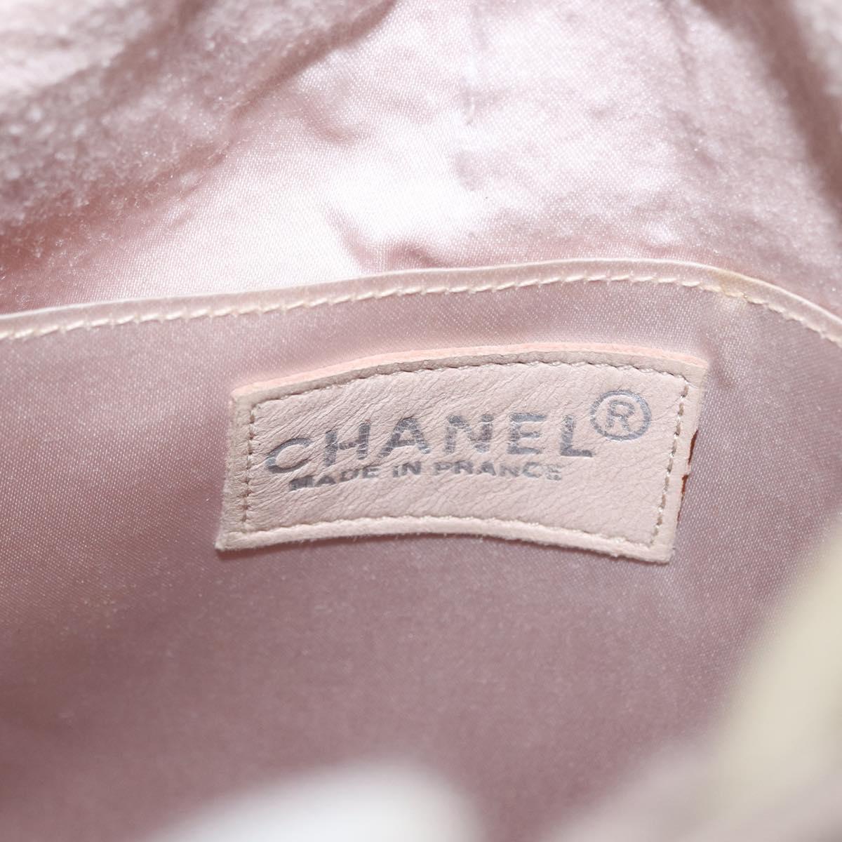 CHANEL Backpack Satin White Silver CC Auth bs33422