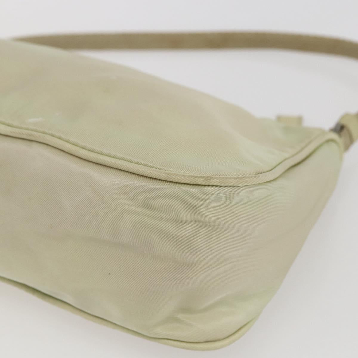 PRADA Accessory Pouch Nylon Beige Silver Auth bs33423