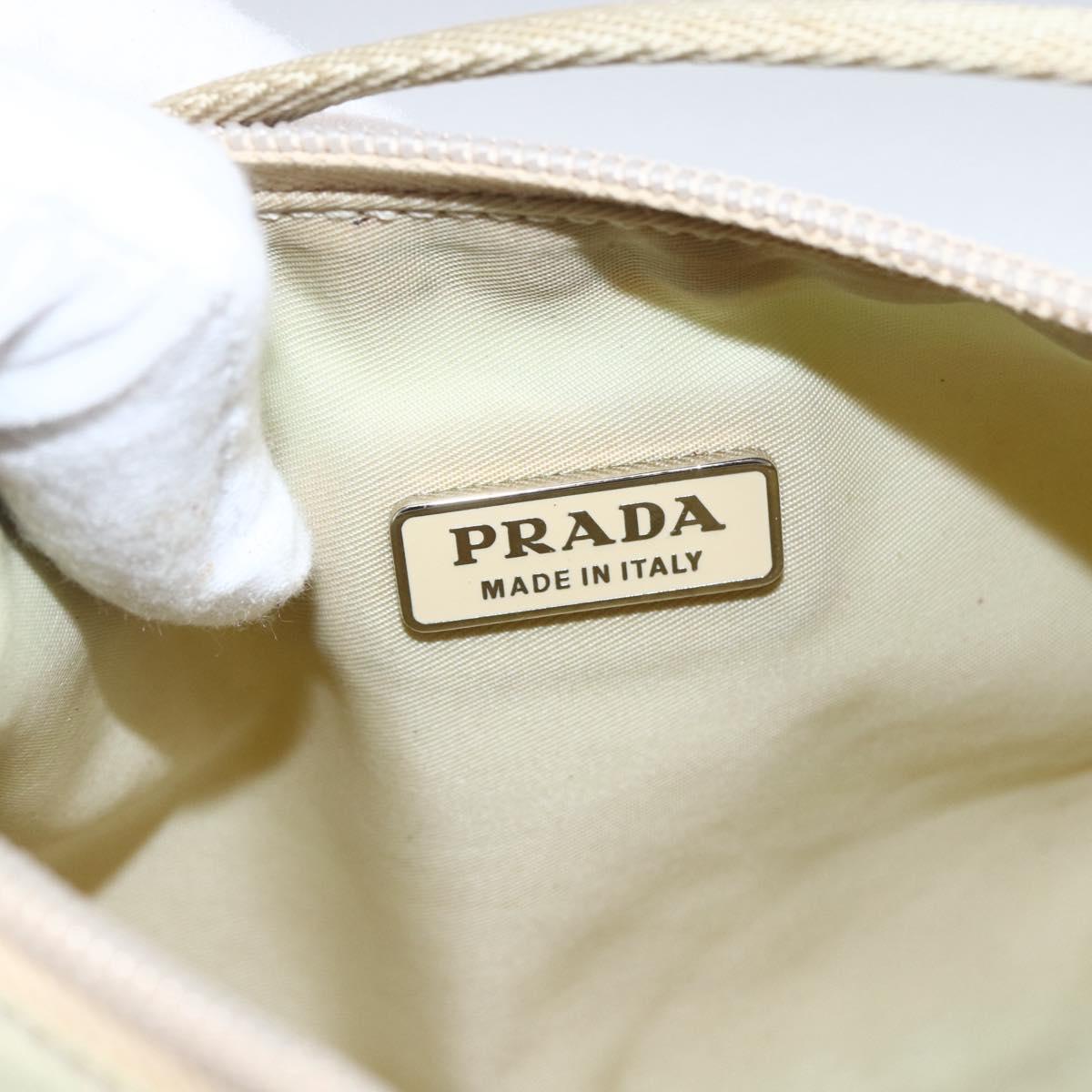 PRADA Accessory Pouch Nylon Beige Silver Auth bs33423