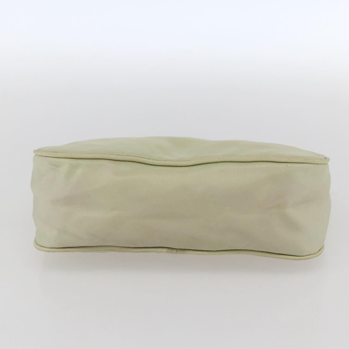 PRADA Accessory Pouch Nylon Beige Silver Auth bs33423