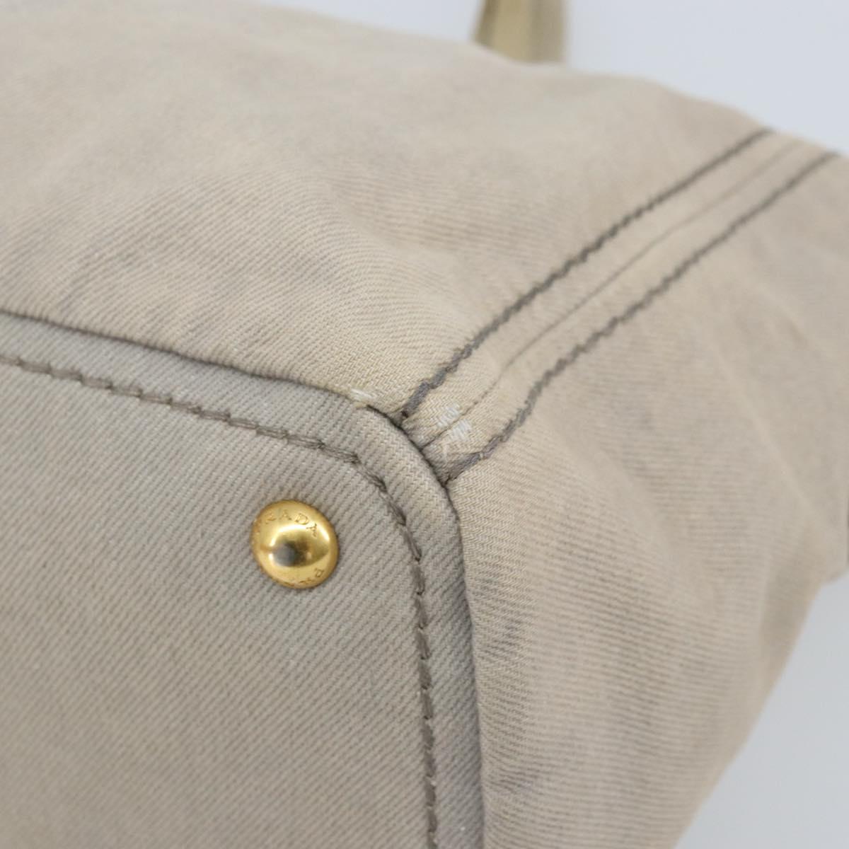 PRADA Canapa PM Hand Bag Canvas 2way Gray Gold Auth bs33424