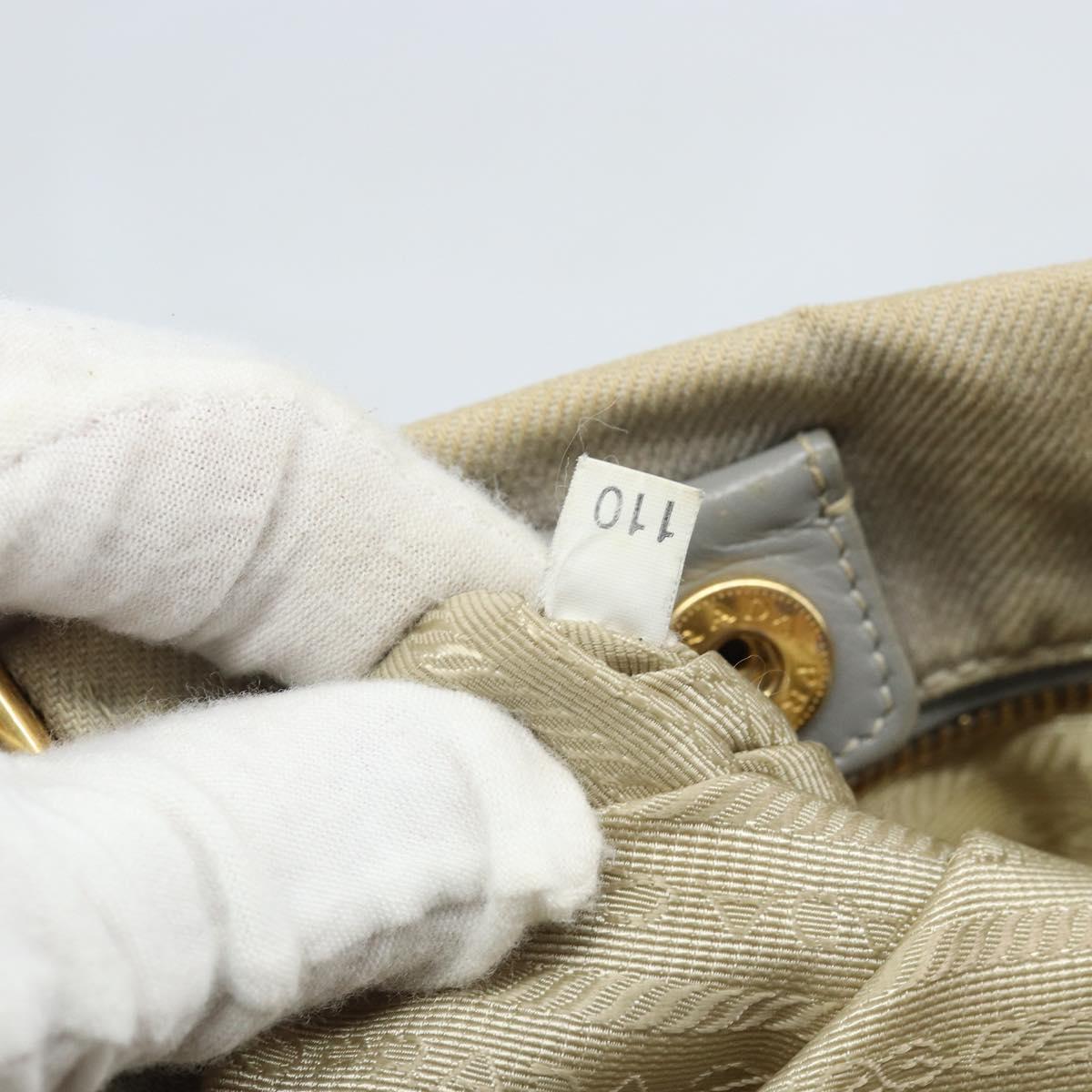 PRADA Canapa PM Hand Bag Canvas 2way Gray Gold Auth bs33424