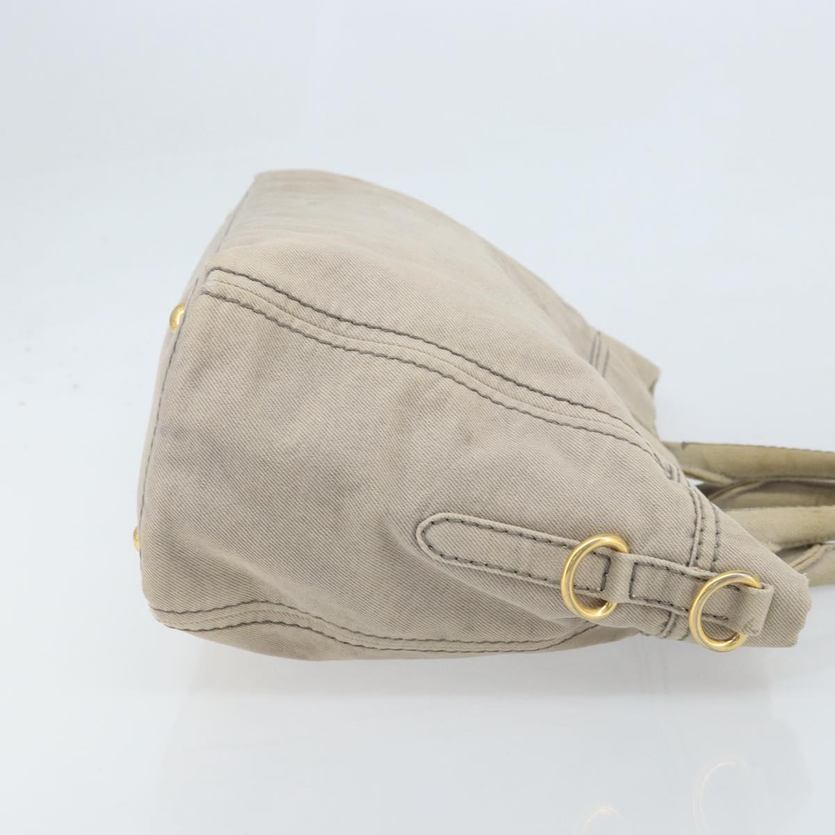 PRADA Canapa PM Hand Bag Canvas 2way Gray Gold Auth bs33424
