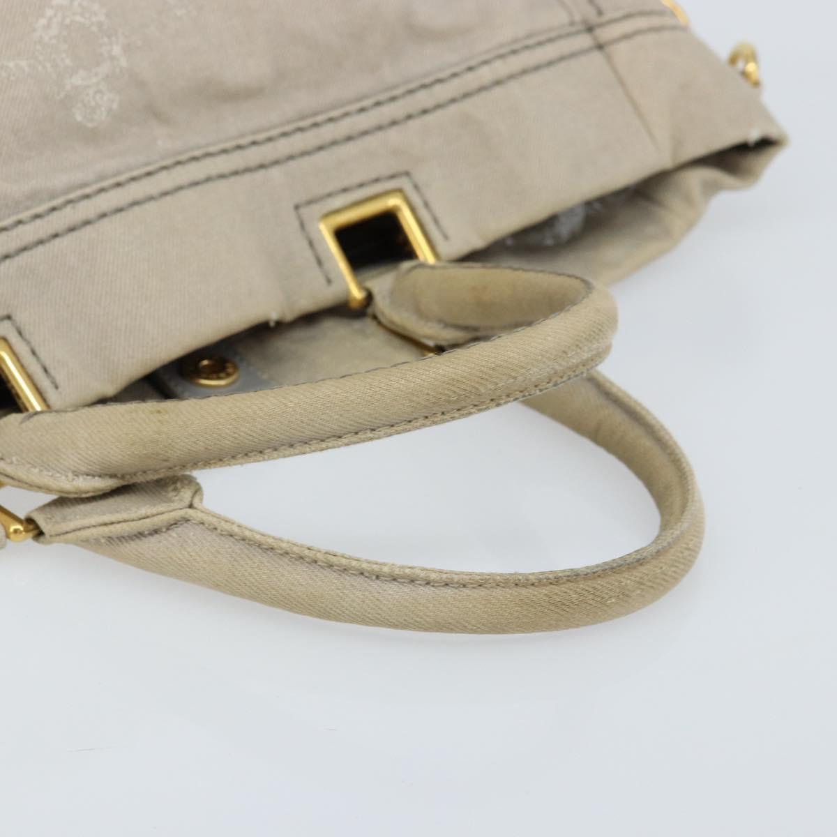 PRADA Canapa PM Hand Bag Canvas 2way Gray Gold Auth bs33424