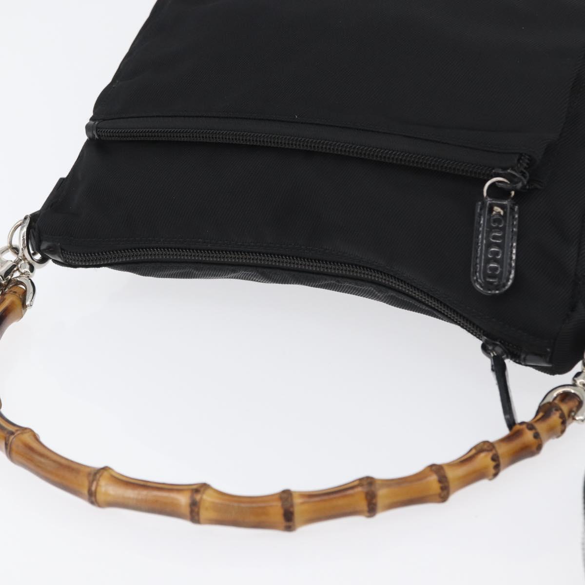 GUCCI Bamboo Shoulder Bag Nylon 2way Black Silver 000 2404 0509 Auth bs33431