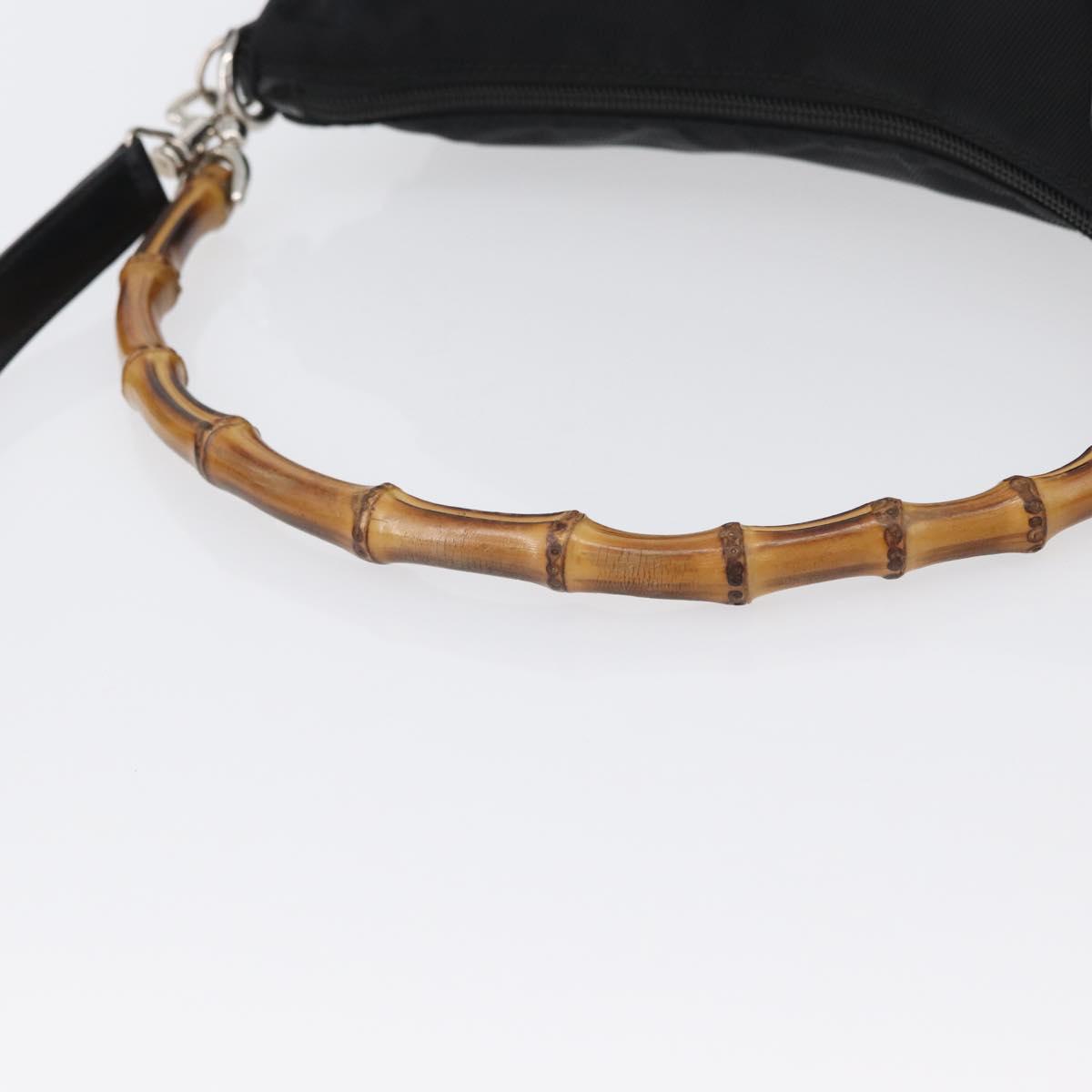 GUCCI Bamboo Shoulder Bag Nylon 2way Black Silver 000 2404 0509 Auth bs33431