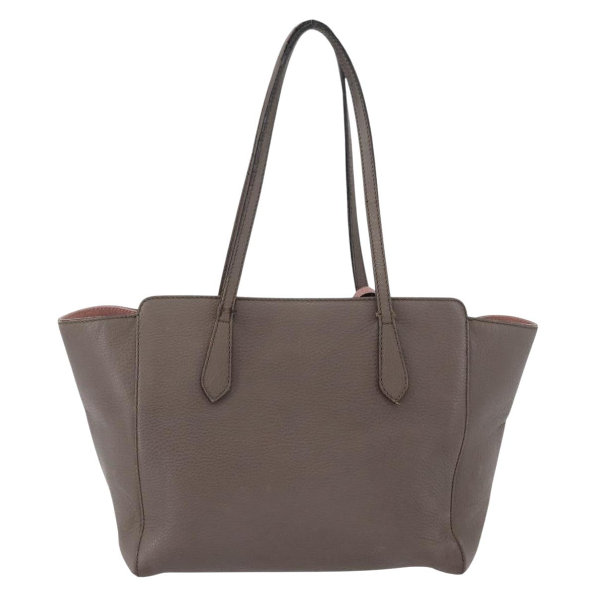 GUCCI Tote Bag Leather Brown Gold 354408 Auth bs33432