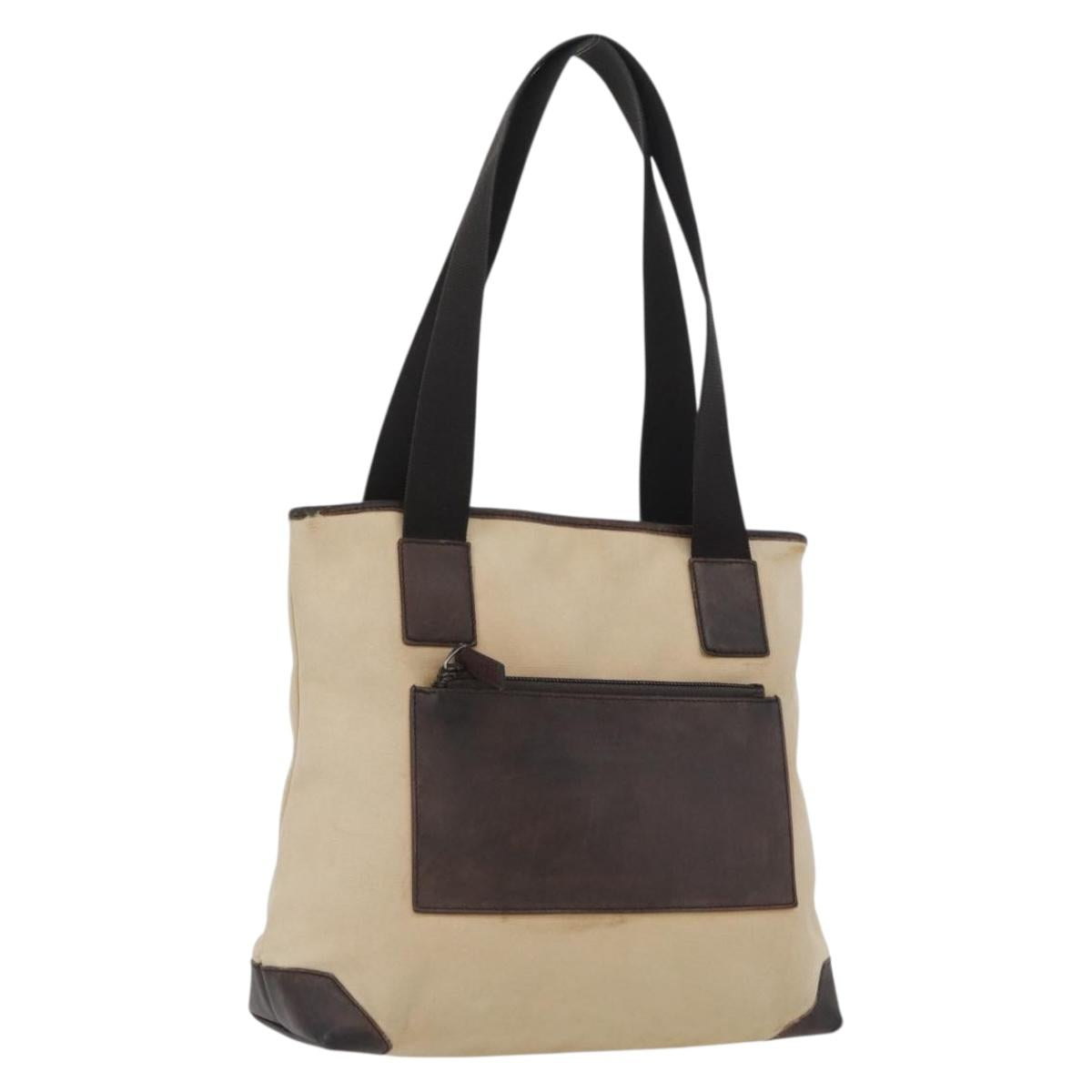 GUCCI Tote Bag Nylon Beige Silver 28893 Auth bs33439