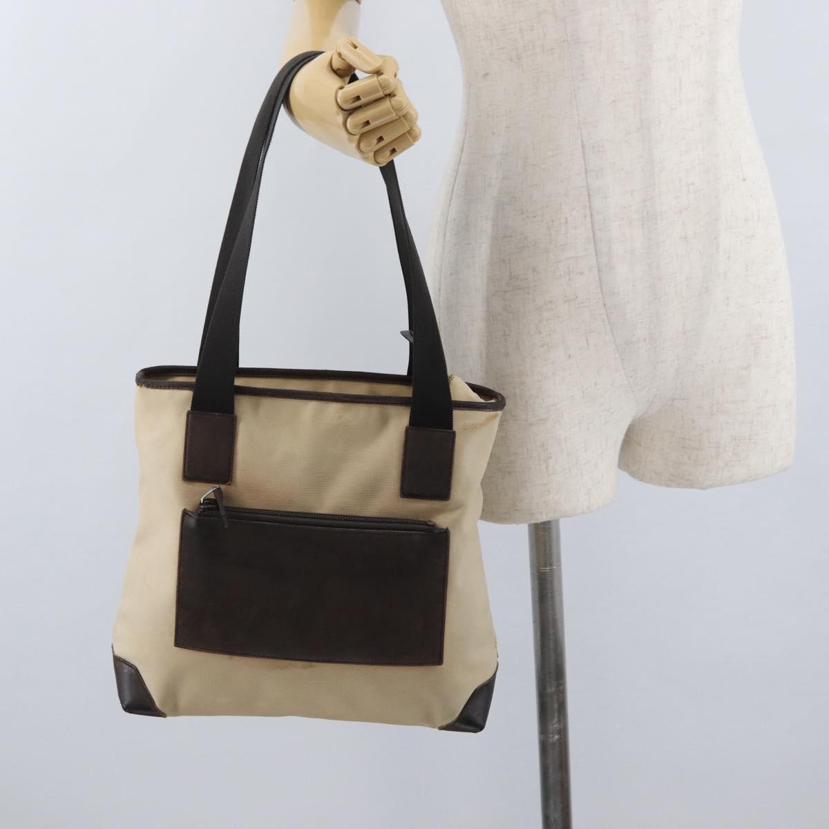 GUCCI Tote Bag Nylon Beige Silver 28893 Auth bs33439