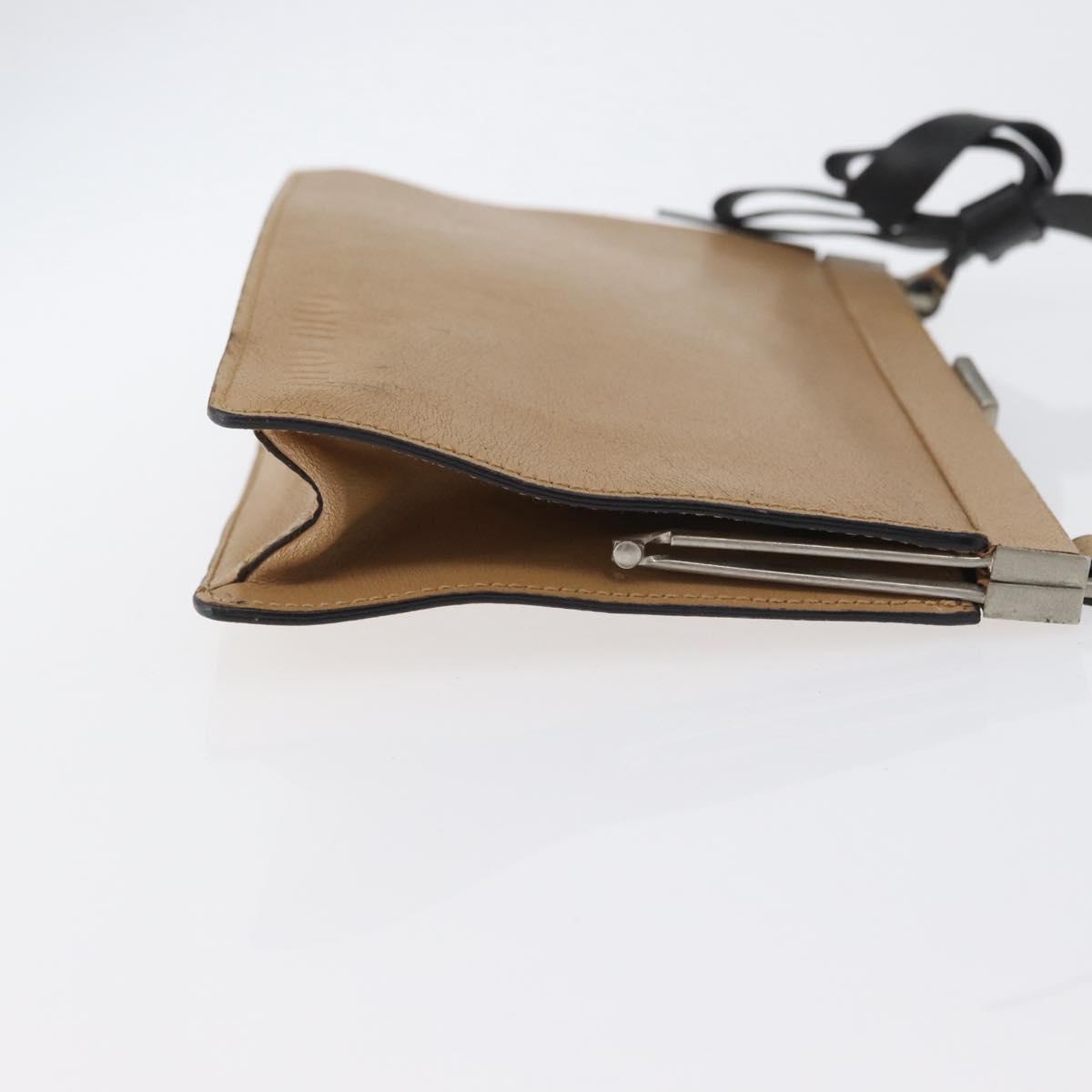 Miu Miu Shoulder Bag Leather Beige Silver Auth bs33441