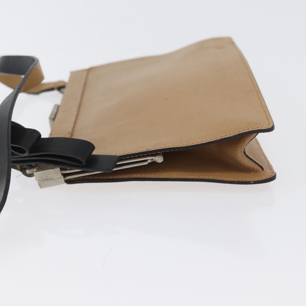 Miu Miu Shoulder Bag Leather Beige Silver Auth bs33441