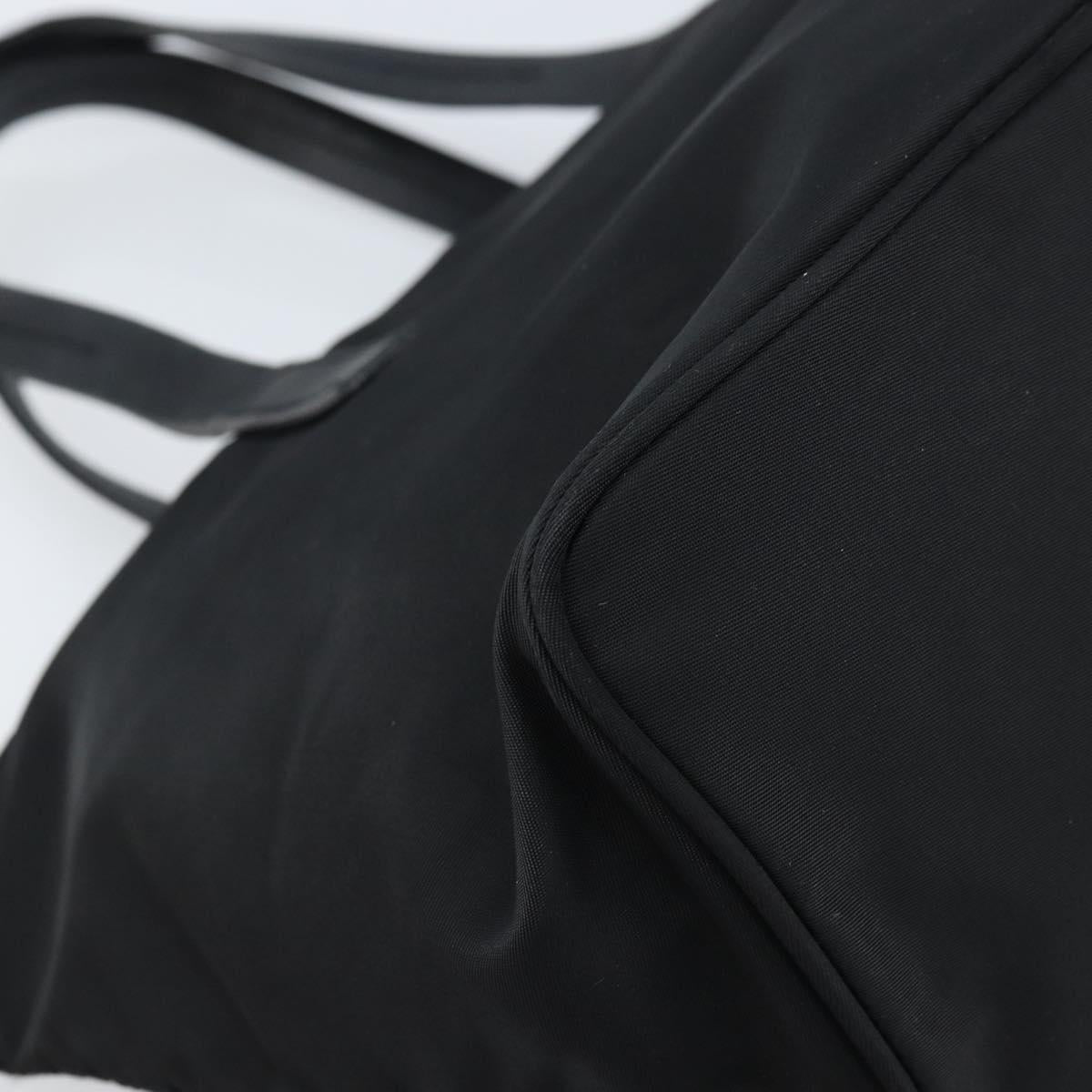 PRADA Hand Bag Nylon Black Silver Auth bs33442
