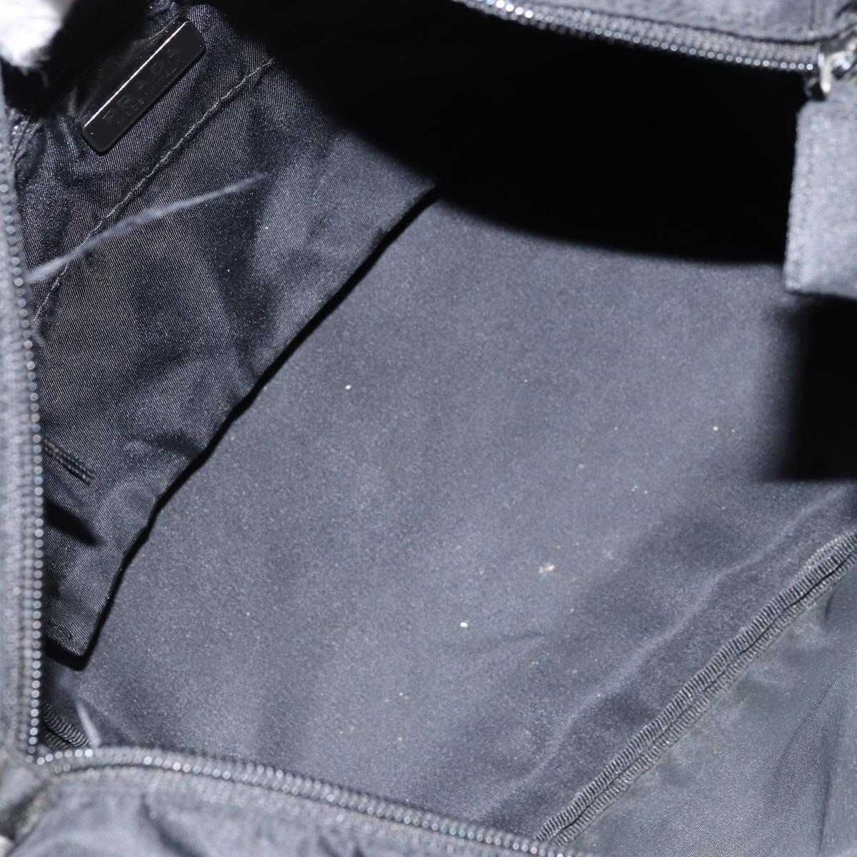 PRADA Hand Bag Nylon Black Silver Auth bs33442