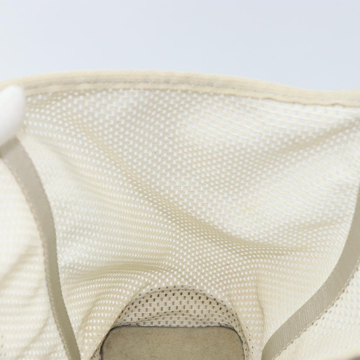 PRADA Hand Bag Canvas White Silver Auth bs33443
