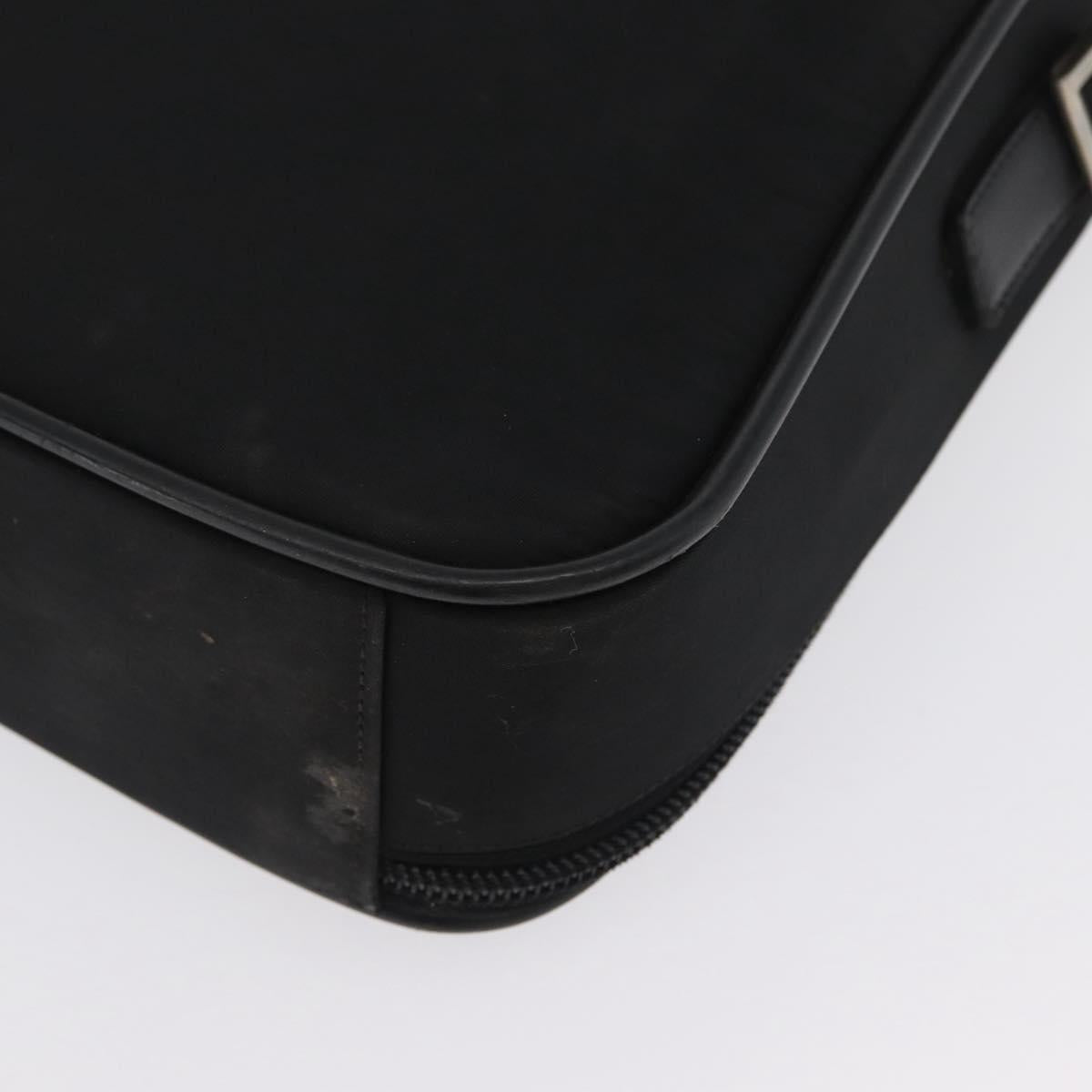 PRADA Hand Bag Nylon Black Silver Auth bs33447