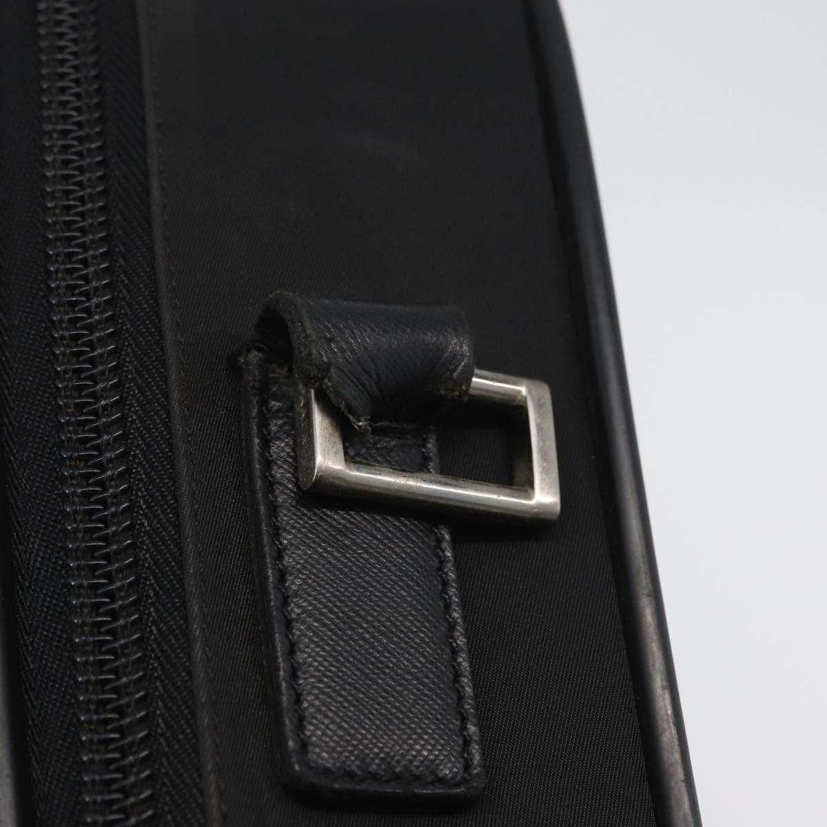 PRADA Hand Bag Nylon Black Silver Auth bs33447
