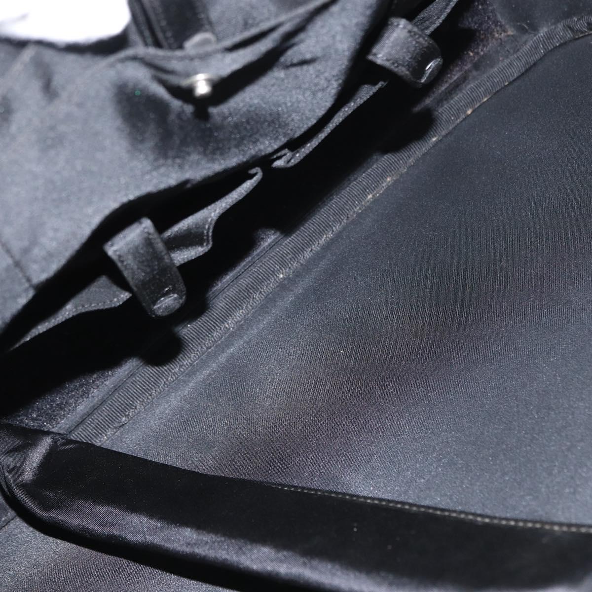 PRADA Hand Bag Nylon Black Silver Auth bs33447