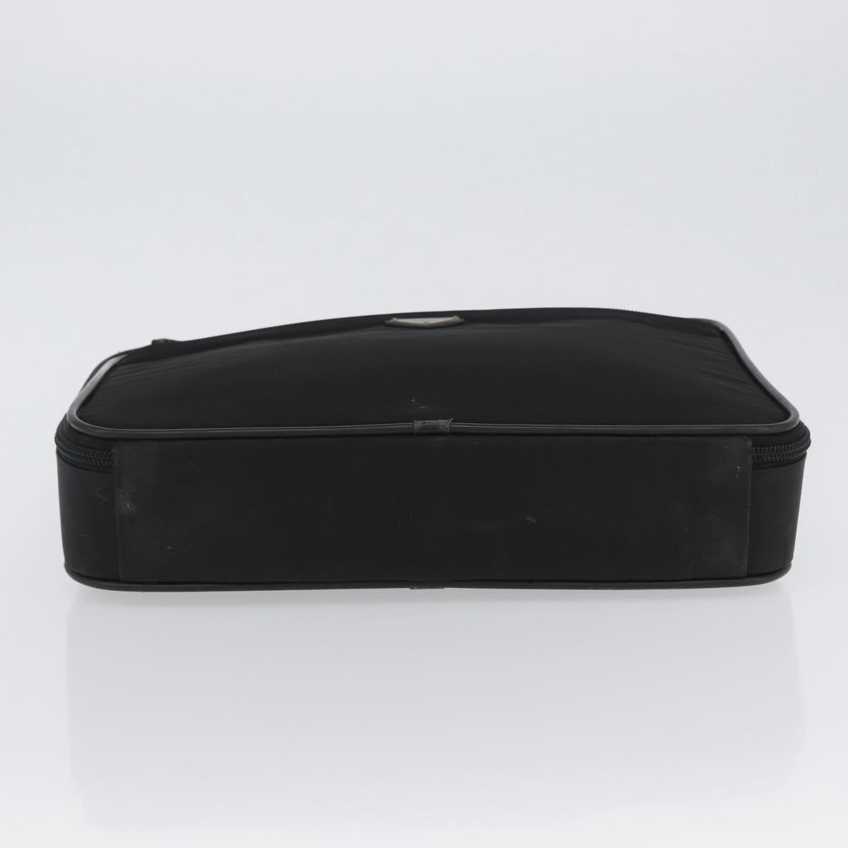 PRADA Hand Bag Nylon Black Silver Auth bs33447