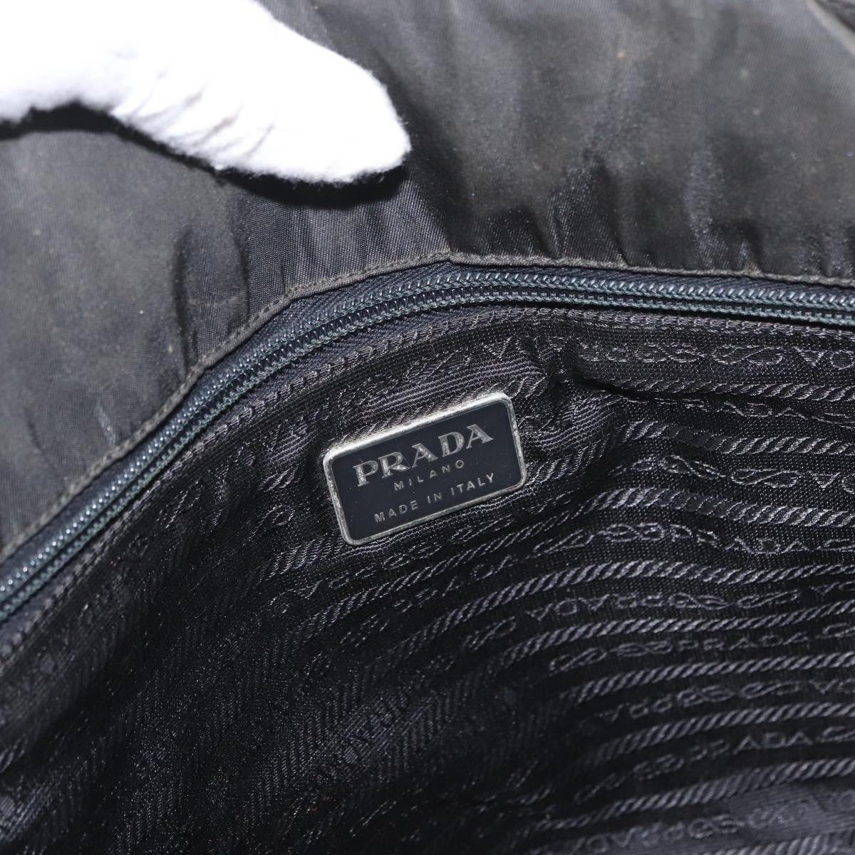 PRADA Hand Bag Nylon Black Silver Auth bs33448
