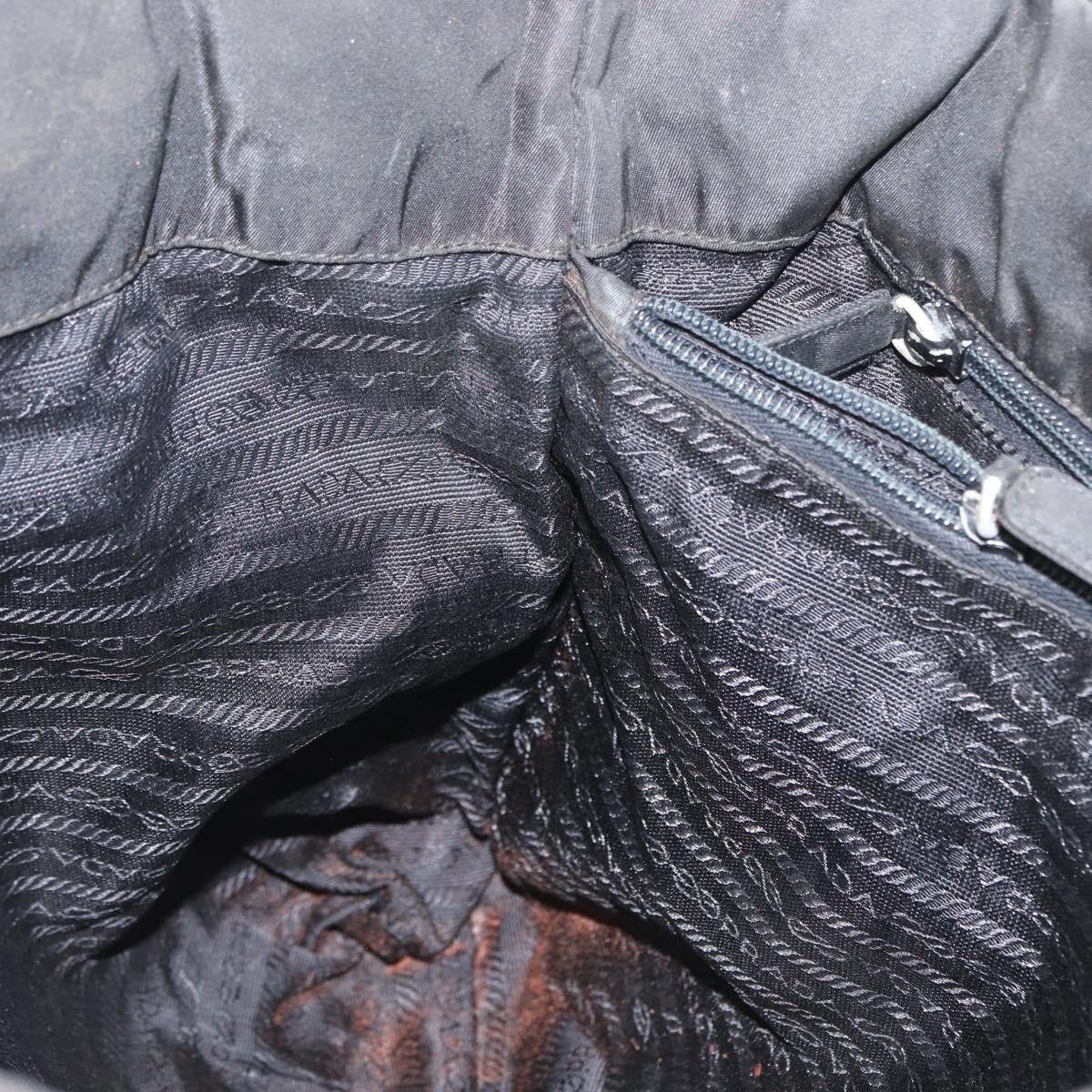PRADA Hand Bag Nylon Black Silver Auth bs33448