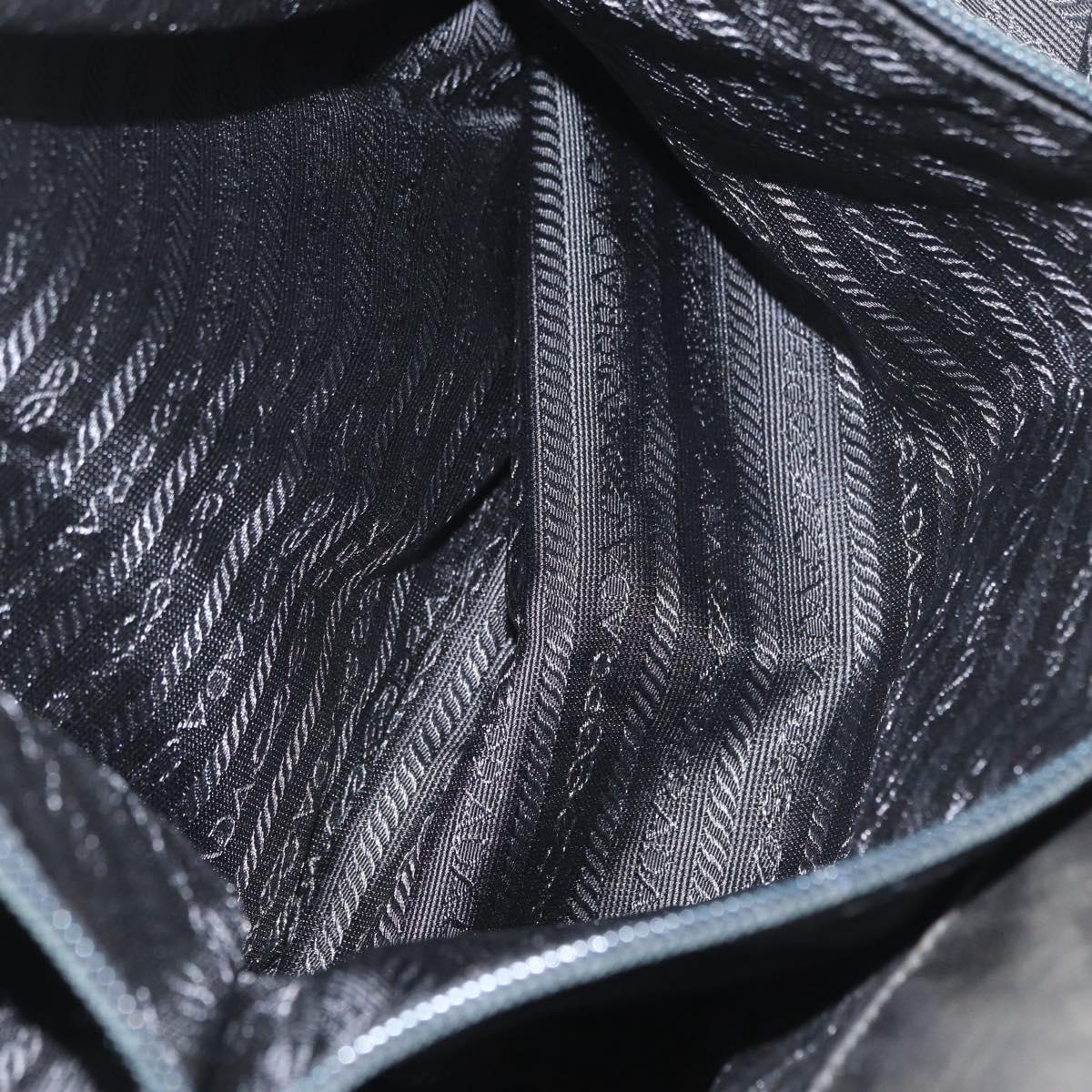 PRADA Hand Bag Nylon Black Silver Auth bs33448