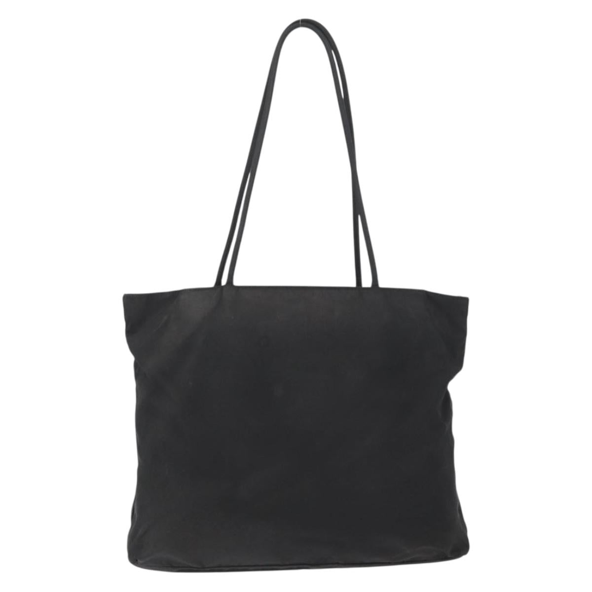 PRADA Hand Bag Nylon Black Silver Auth bs33448