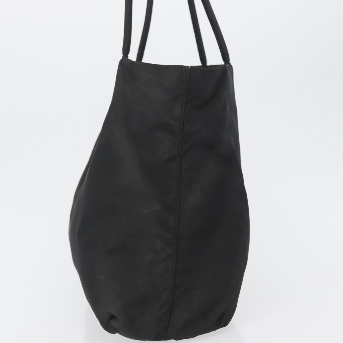 PRADA Hand Bag Nylon Black Silver Auth bs33448