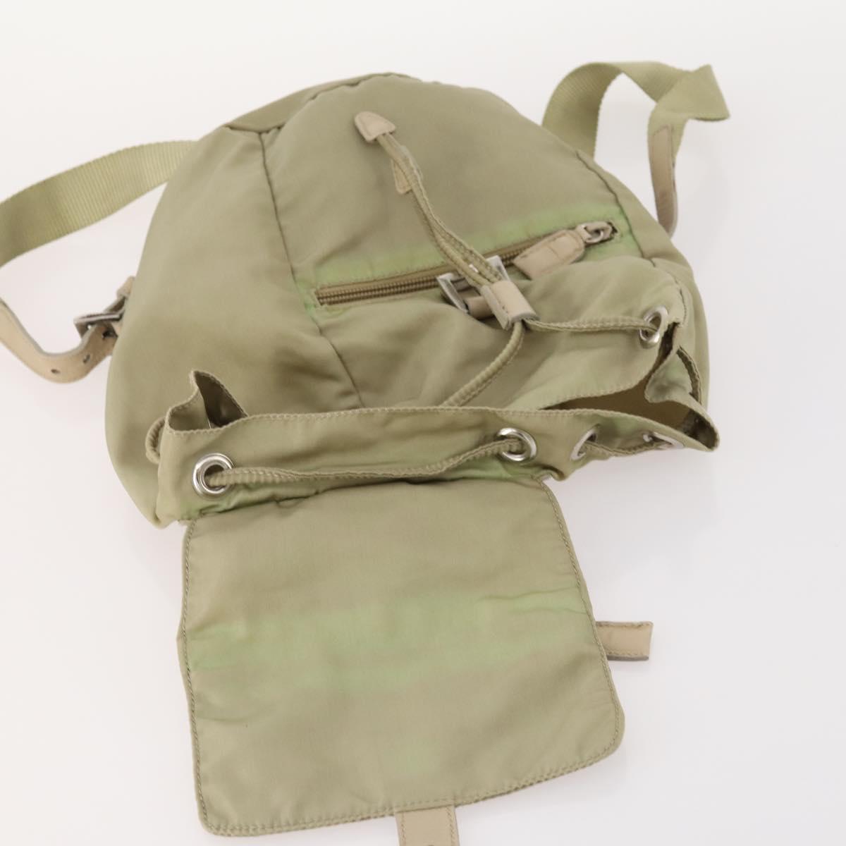 PRADA Backpack Nylon Beige Silver Auth bs33449