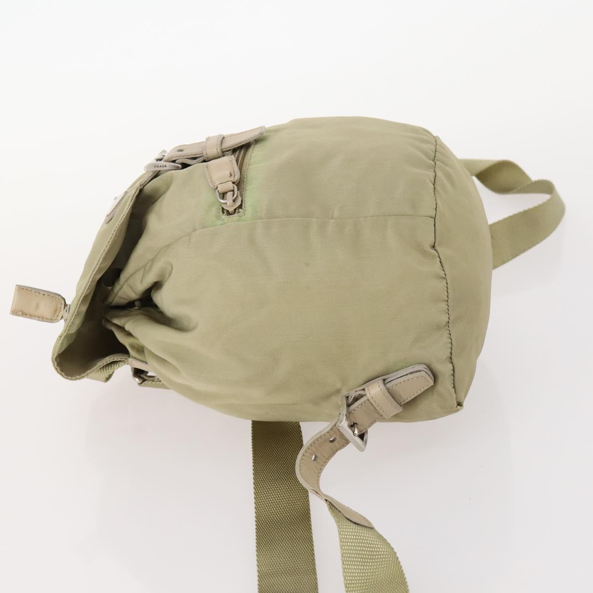 PRADA Backpack Nylon Beige Silver Auth bs33449