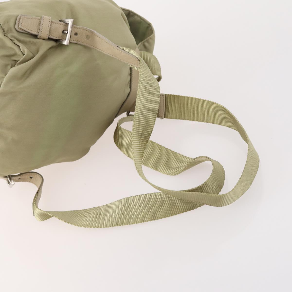 PRADA Backpack Nylon Beige Silver Auth bs33449