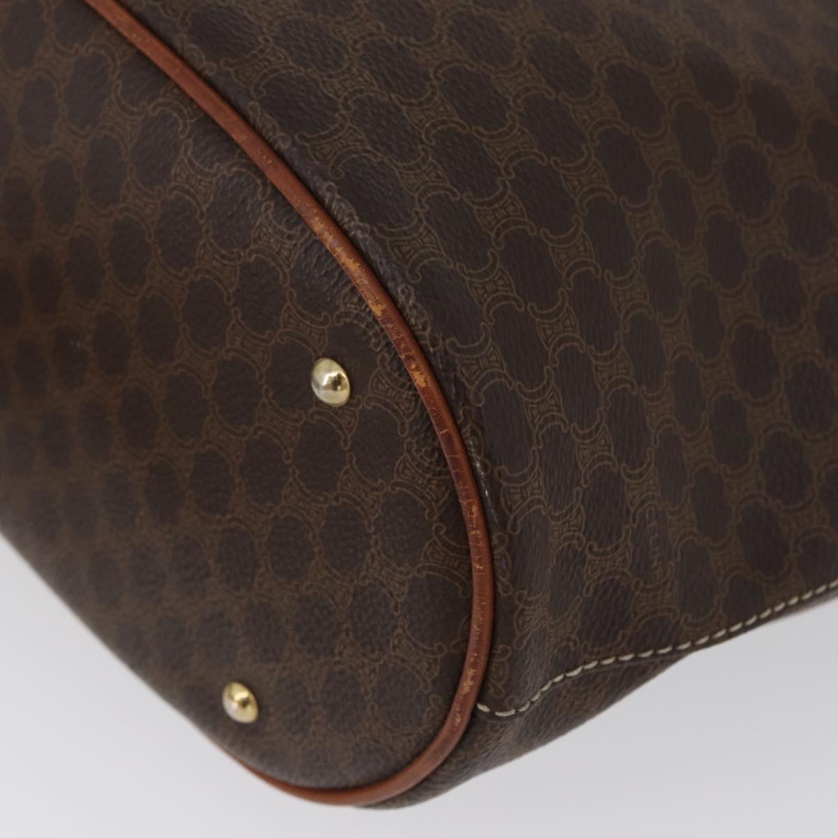 CELINE Macadam Canvas Tote Bag PVC Leather Brown Gold Auth bs33451