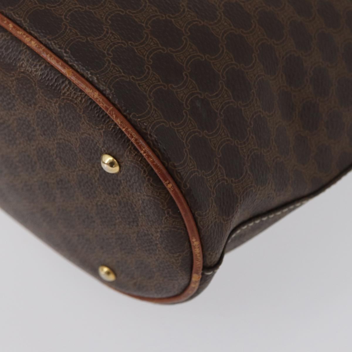 CELINE Macadam Canvas Tote Bag PVC Leather Brown Gold Auth bs33451