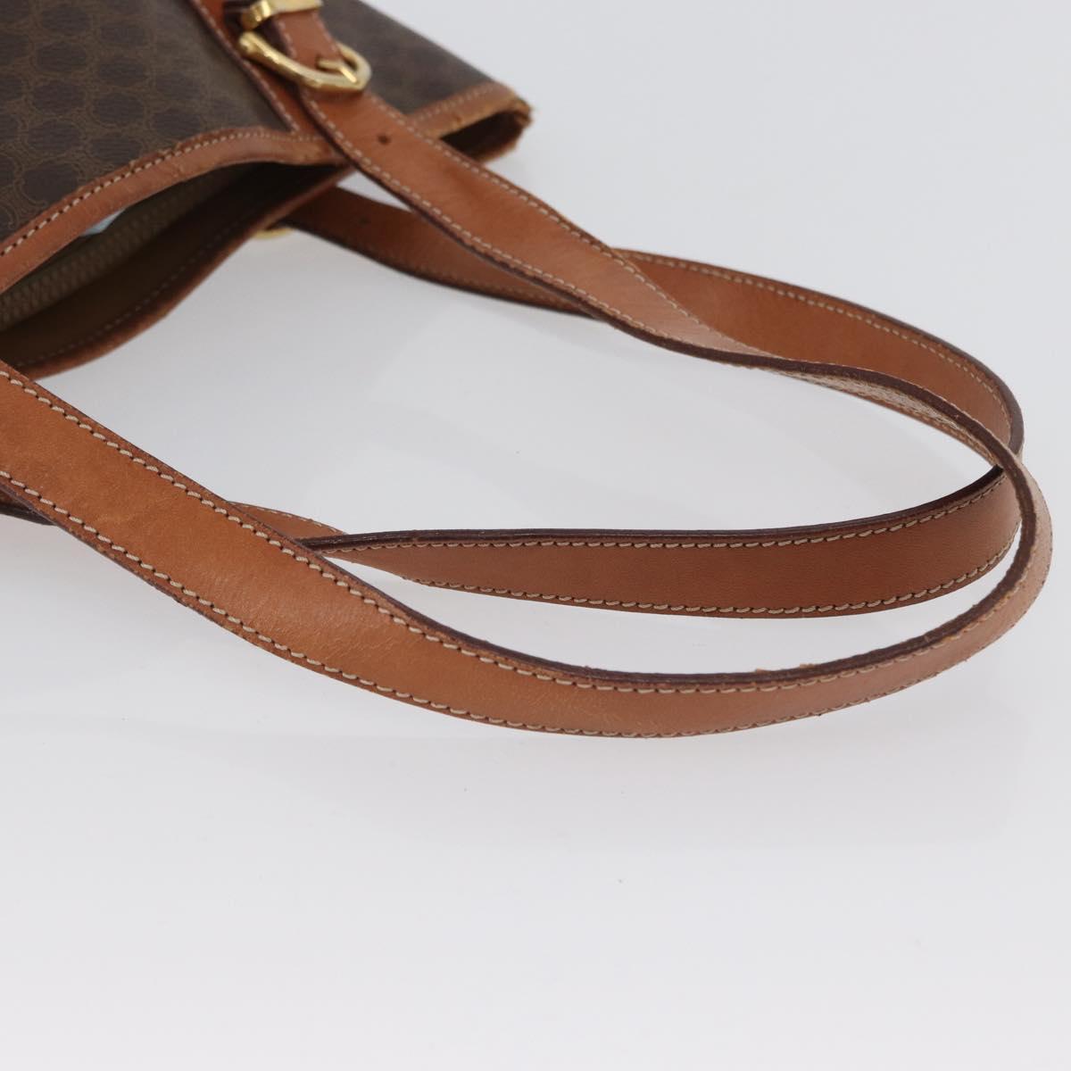 CELINE Macadam Canvas Tote Bag PVC Leather Brown Gold Auth bs33451