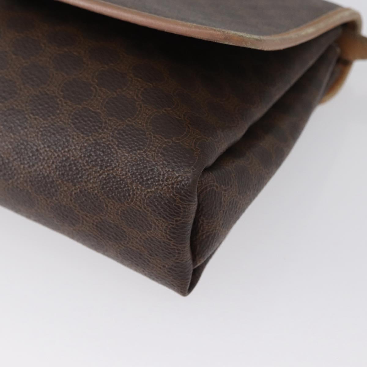 CELINE Macadam Canvas Shoulder Bag PVC Leather Brown Gold Auth bs33452