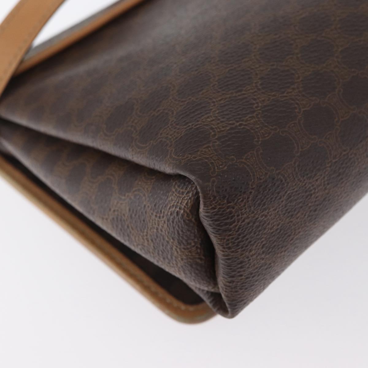 CELINE Macadam Canvas Shoulder Bag PVC Leather Brown Gold Auth bs33452