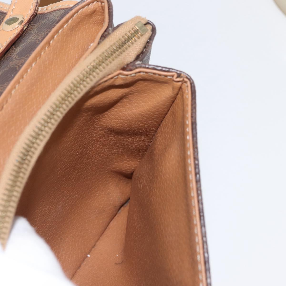 CELINE Macadam Canvas Shoulder Bag PVC Leather Brown Gold Auth bs33452