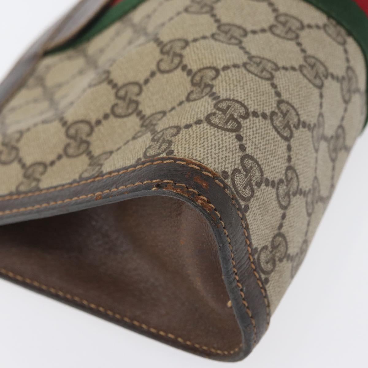 GUCCI GG Supreme Web Sherry Line Bag PVC Beige 41 011 2125 28 Auth bs33459