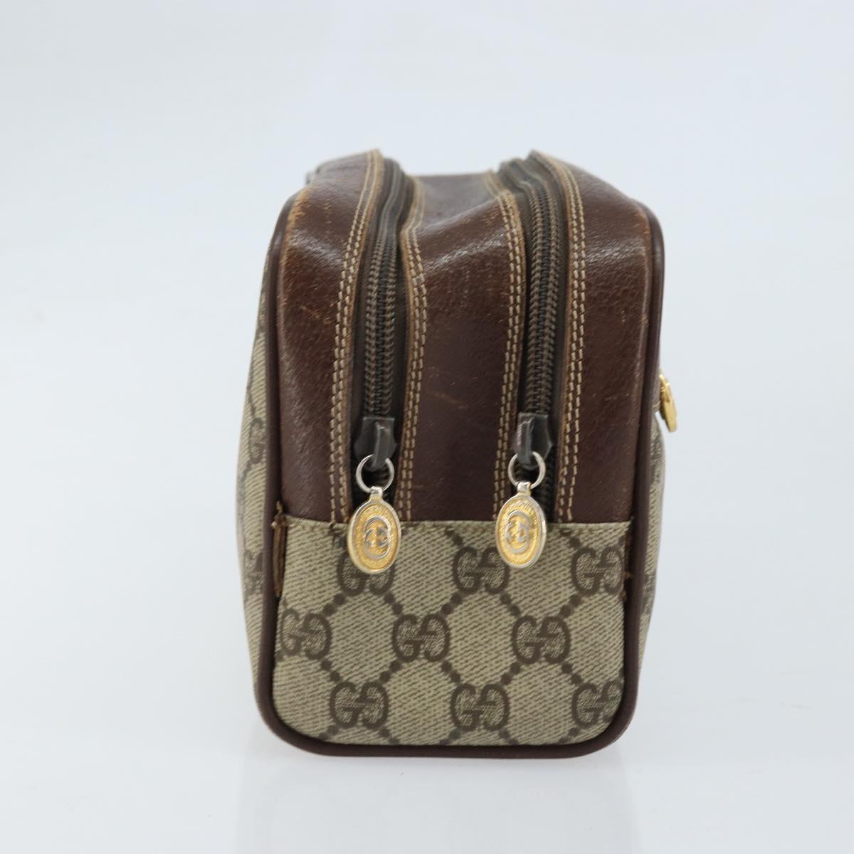 GUCCI GG Supreme Clutch Bag PVC Leather Beige Gold 014 58 6086 Auth bs33460