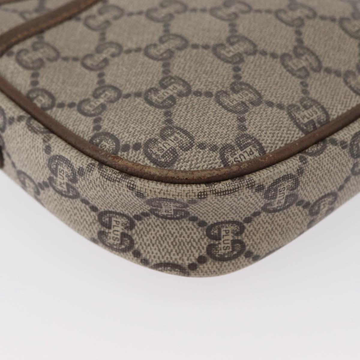 GUCCI GG Plus Supreme Shoulder Bag PVC Beige Gold Auth bs33461