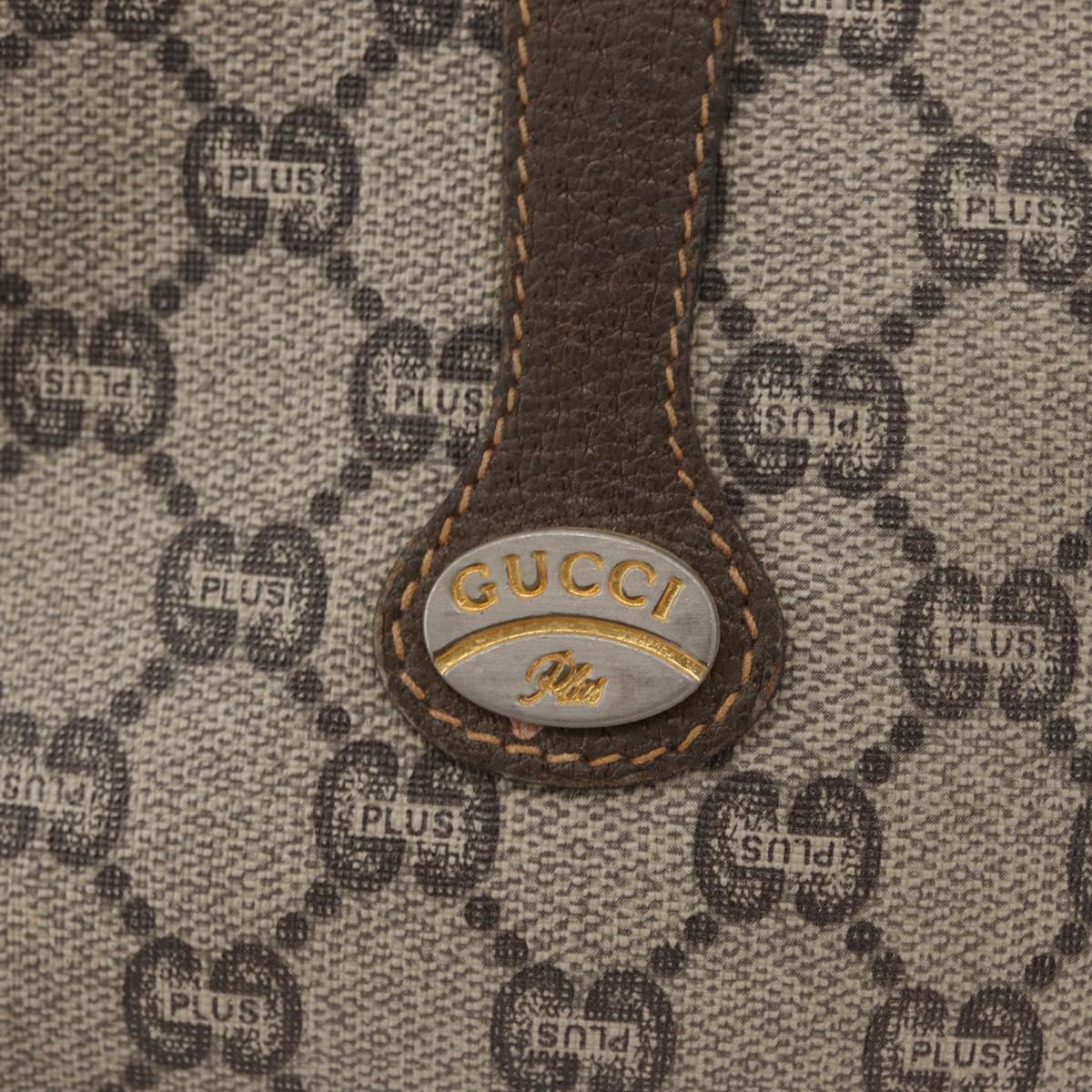 GUCCI GG Plus Supreme Shoulder Bag PVC Beige Gold Auth bs33461