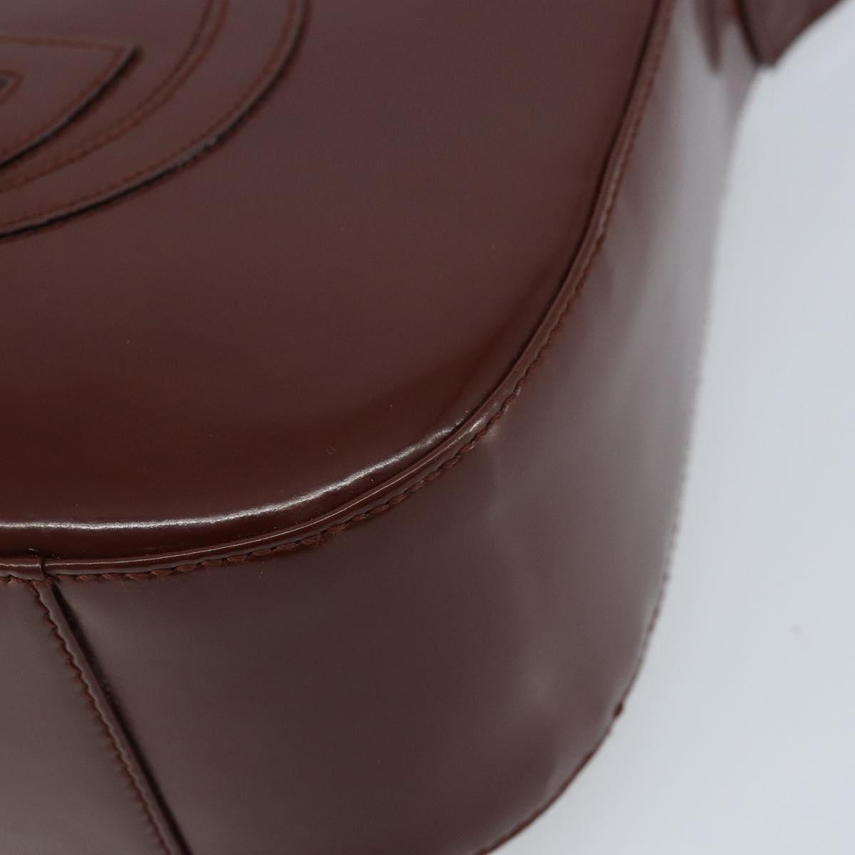 GUCCI Shoulder Bag Patent leather Brown Silver Auth bs33463