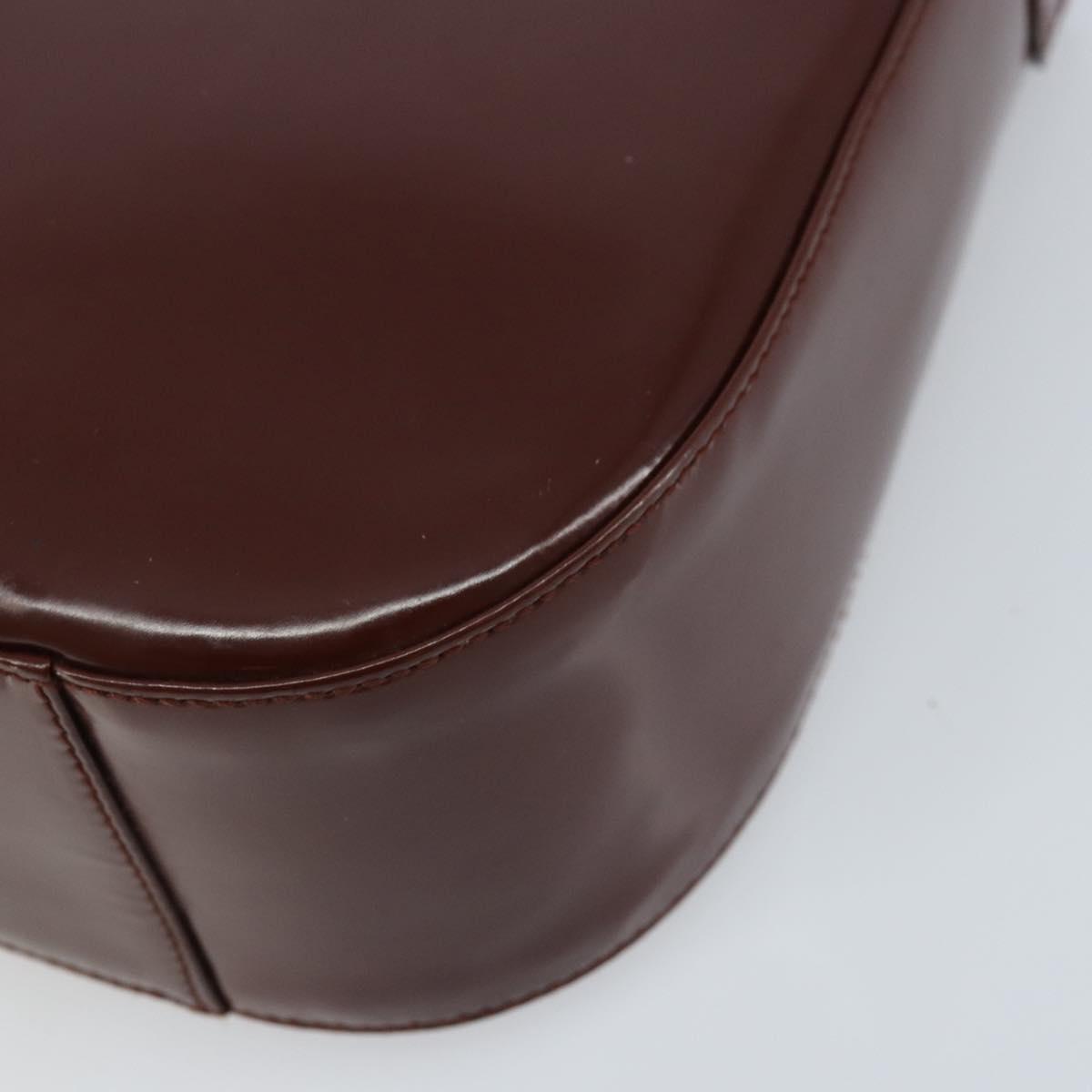 GUCCI Shoulder Bag Patent leather Brown Silver Auth bs33463