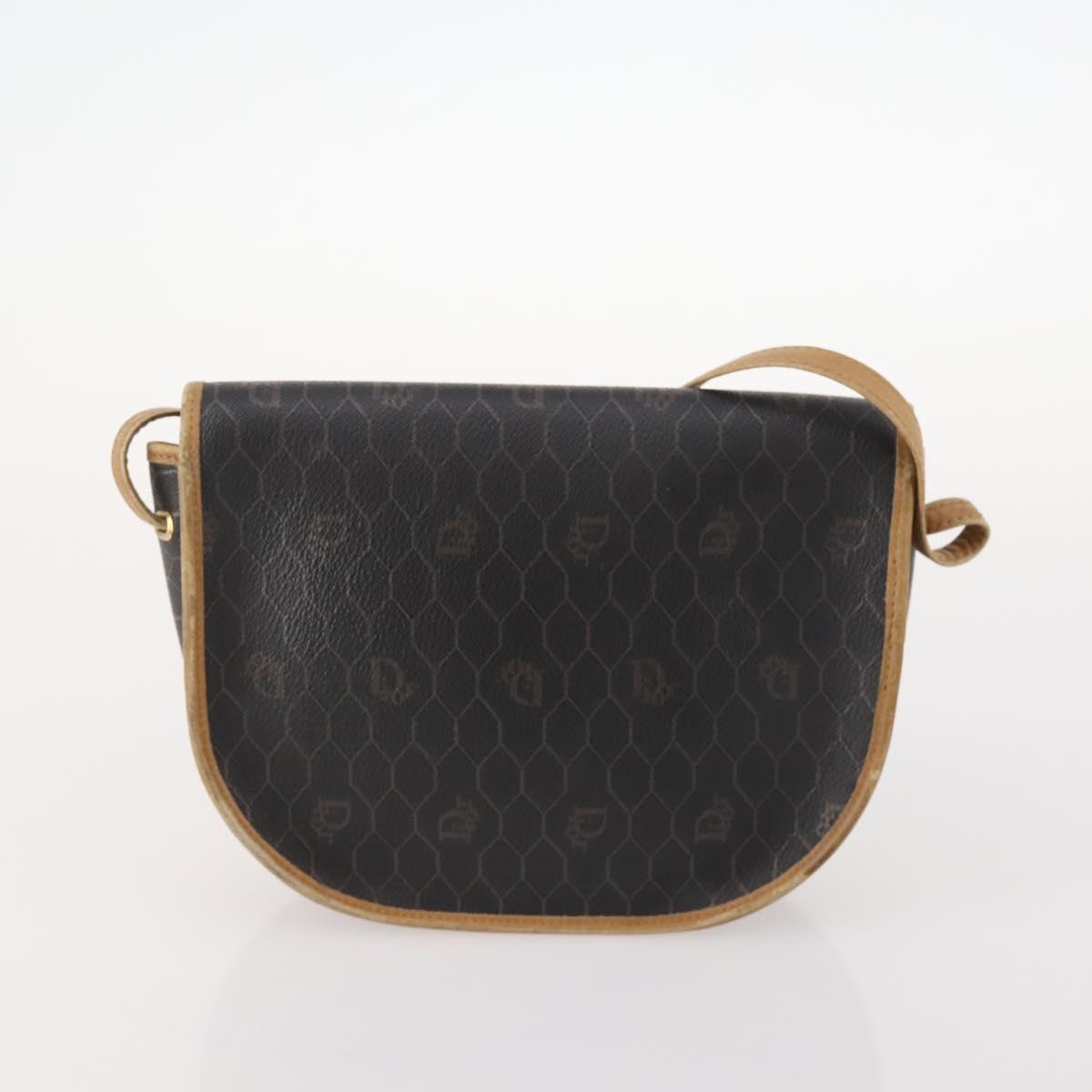 Christian Dior Honeycomb Canvas Bag Leather PVC 2 Set Black Auth bs33467