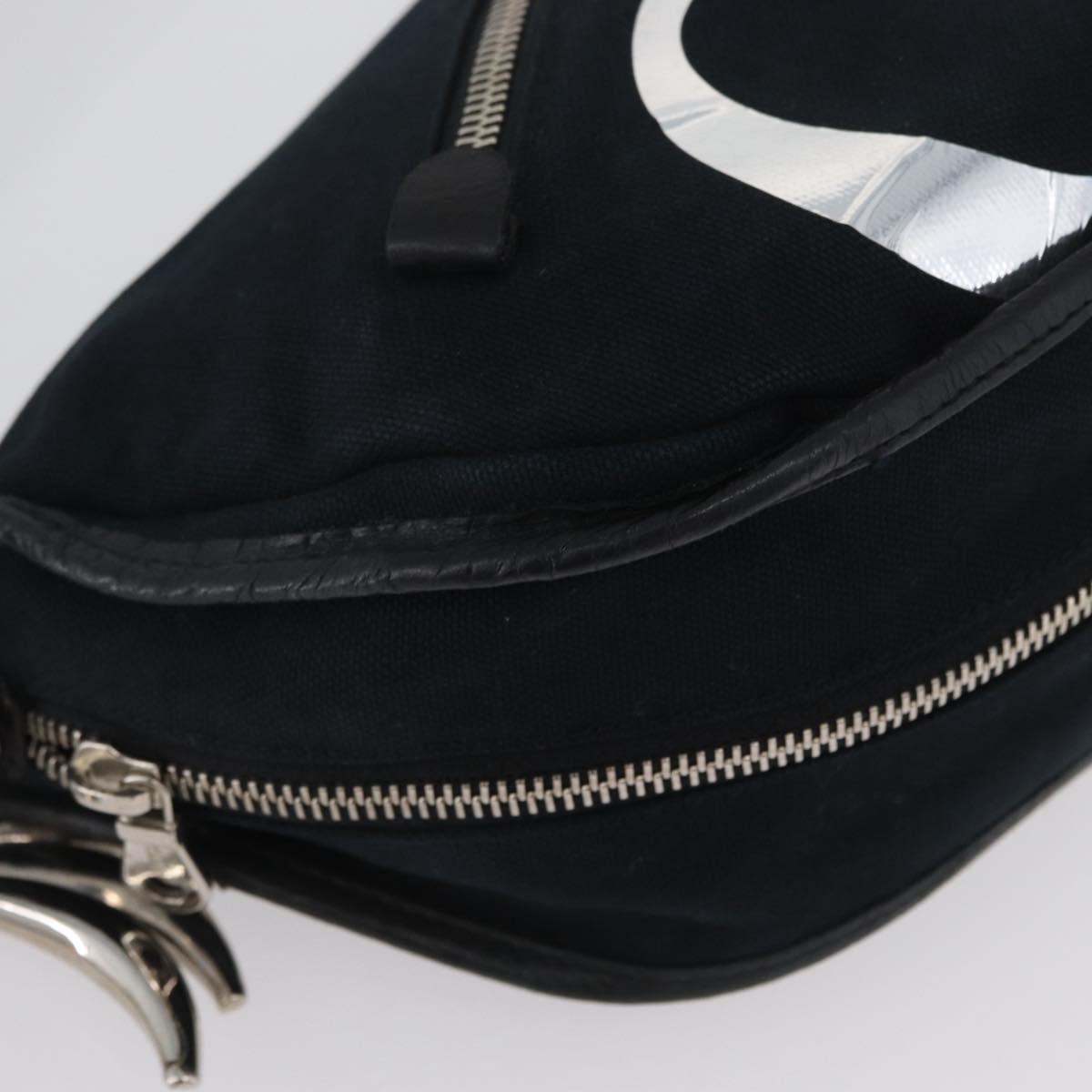 Chloe Shoulder Bag Canvas Black Silver Auth bs33468