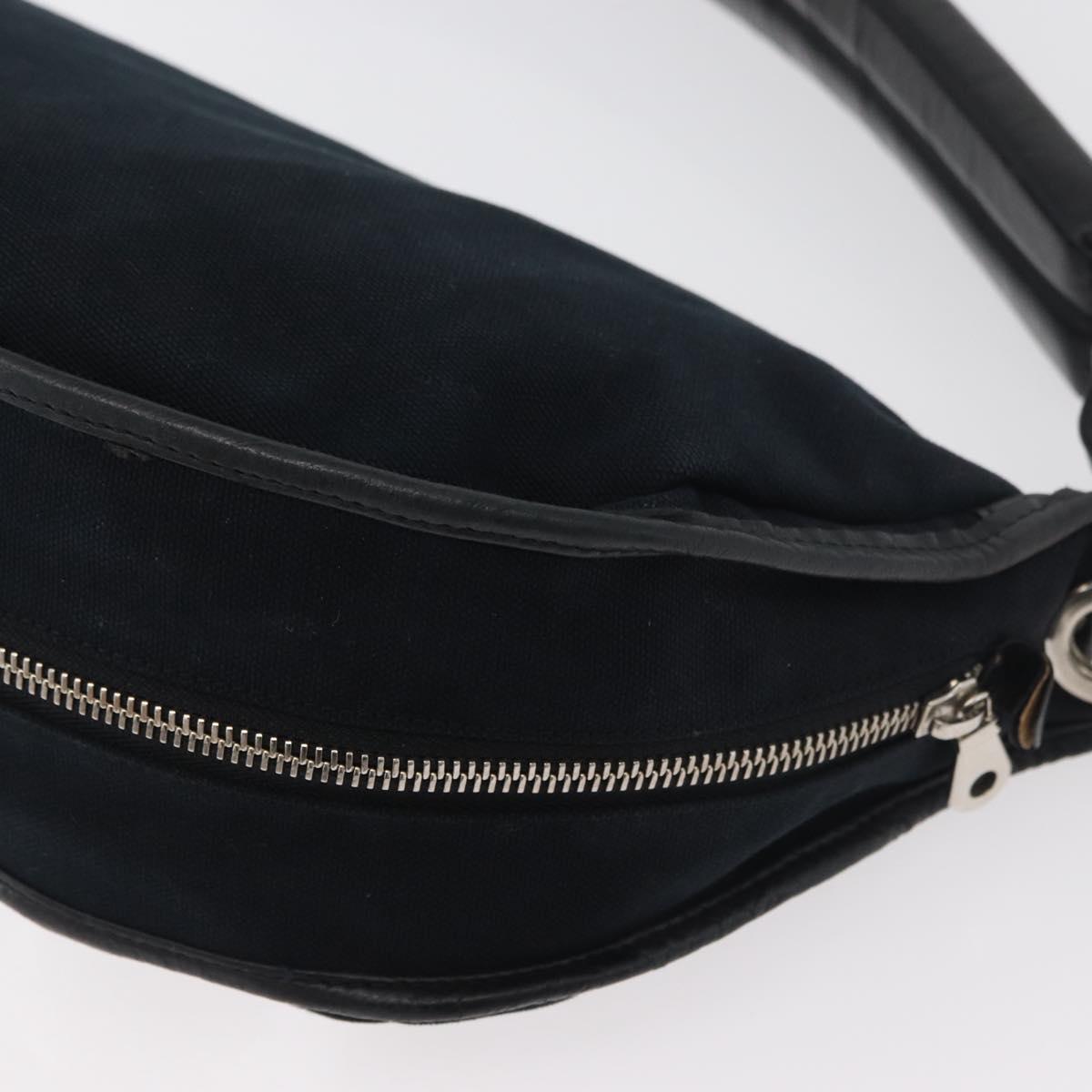 Chloe Shoulder Bag Canvas Black Silver Auth bs33468