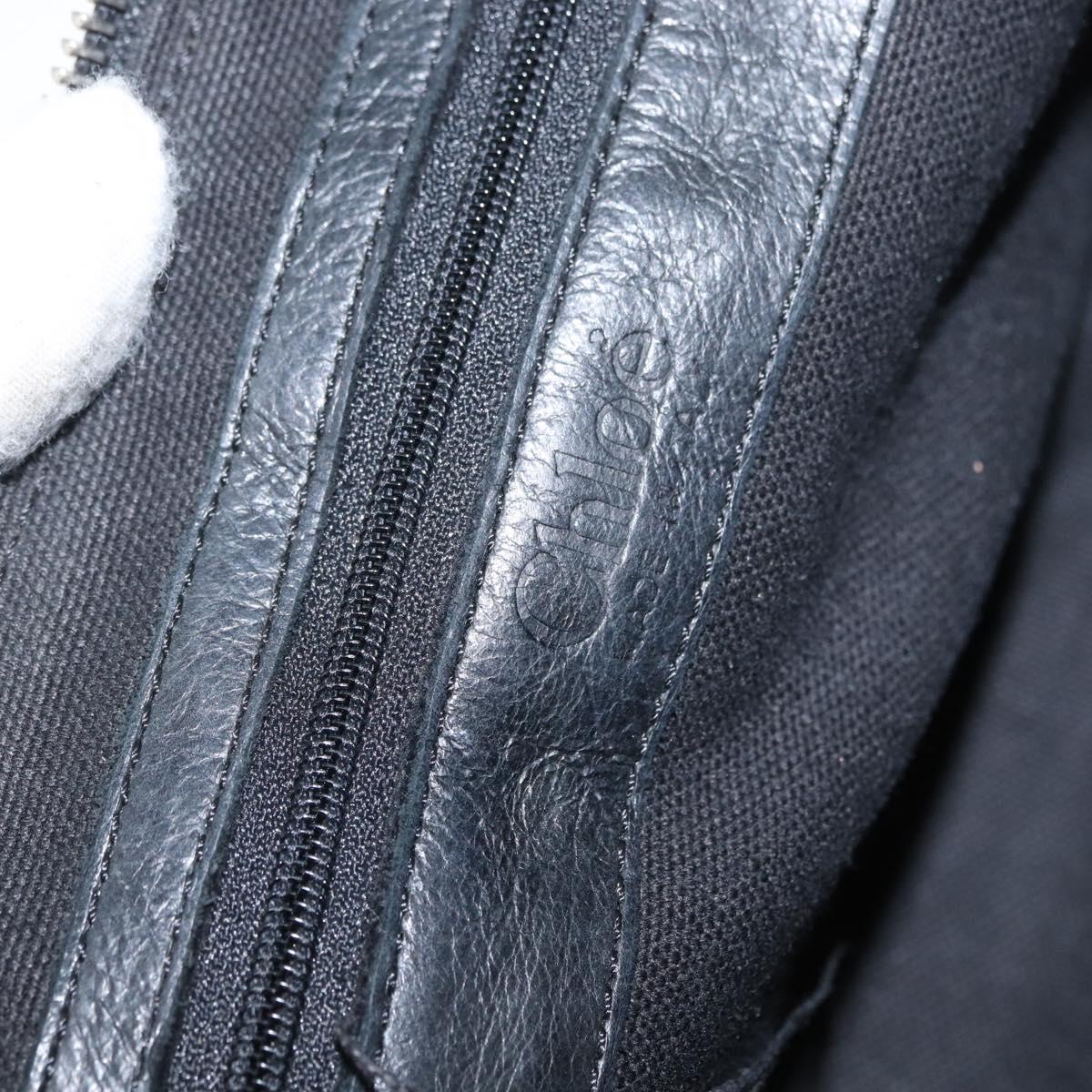 Chloe Shoulder Bag Canvas Black Silver Auth bs33468