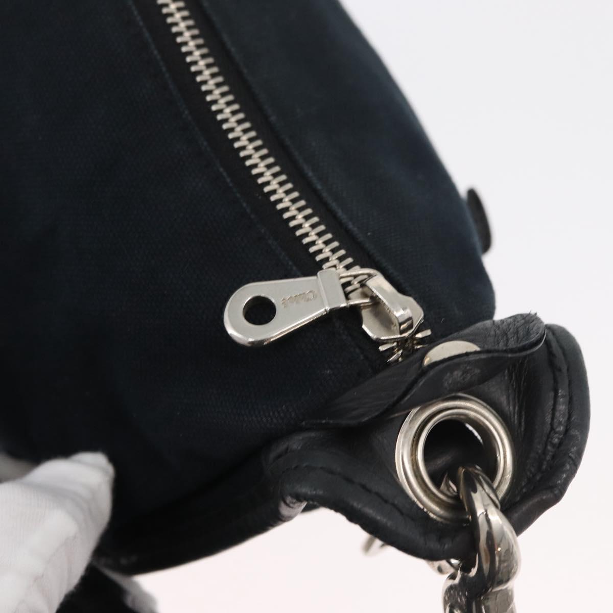 Chloe Shoulder Bag Canvas Black Silver Auth bs33468